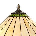 NLK02519 Umbrian 2 Light Octagonal Table Lamp With 40cm Tiffany Shade Green/Chrome/Crystal/Aged Antique Brass