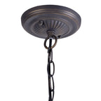 NLK02529 Umbrian 1 Light Down Lighter Pendant With 40cm Tiffany Shade Green/Chrome/Crystal/Aged Antique Brass