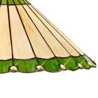 NLK02529 Umbrian 1 Light Down Lighter Pendant With 40cm Tiffany Shade Green/Chrome/Crystal/Aged Antique Brass