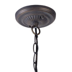 NLK02539 Umbrian 2 Light Down Lighter Pendant With 40cm Tiffany Shade Green/Chrome/Crystal/Aged Antique Brass