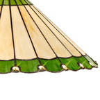 NLK02539 Umbrian 2 Light Down Lighter Pendant With 40cm Tiffany Shade Green/Chrome/Crystal/Aged Antique Brass