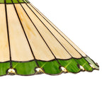 NLK02549 Umbrian 3 Light Down Lighter Pendant With 40cm Tiffany Shade Green/Chrome/Crystal/Aged Antique Brass