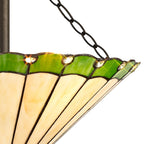 NLK02559 Umbrian 3 Light Semi Ceiling With 40cm Tiffany Shade Green/Chrome/Crystal/Aged Antique Brass