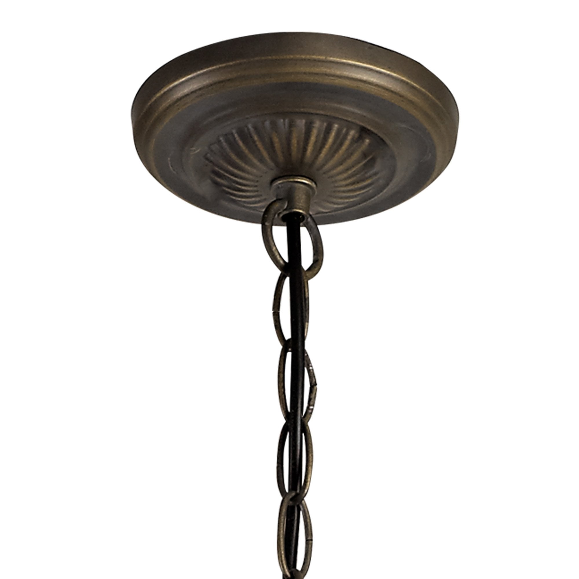 NLK02569 Umbrian 3 Light Up Lighter Pendant With 40cm Tiffany Shade Green/Chrome/Crystal/Aged Antique Brass