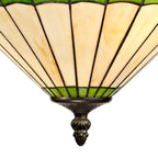 NLK02569 Umbrian 3 Light Up Lighter Pendant With 40cm Tiffany Shade Green/Chrome/Crystal/Aged Antique Brass