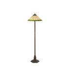 NLK02579 Umbrian 2 Light Octagonal Floor Lamp With 40cm Tiffany Shade Green/Chrome/Crystal/Aged Antique Brass