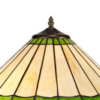 NLK02579 Umbrian 2 Light Octagonal Floor Lamp With 40cm Tiffany Shade Green/Chrome/Crystal/Aged Antique Brass