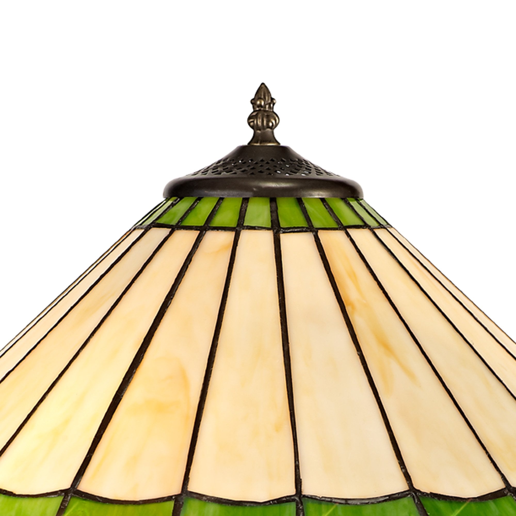 NLK02579 Umbrian 2 Light Octagonal Floor Lamp With 40cm Tiffany Shade Green/Chrome/Crystal/Aged Antique Brass