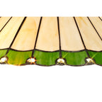 NLK02579 Umbrian 2 Light Octagonal Floor Lamp With 40cm Tiffany Shade Green/Chrome/Crystal/Aged Antique Brass