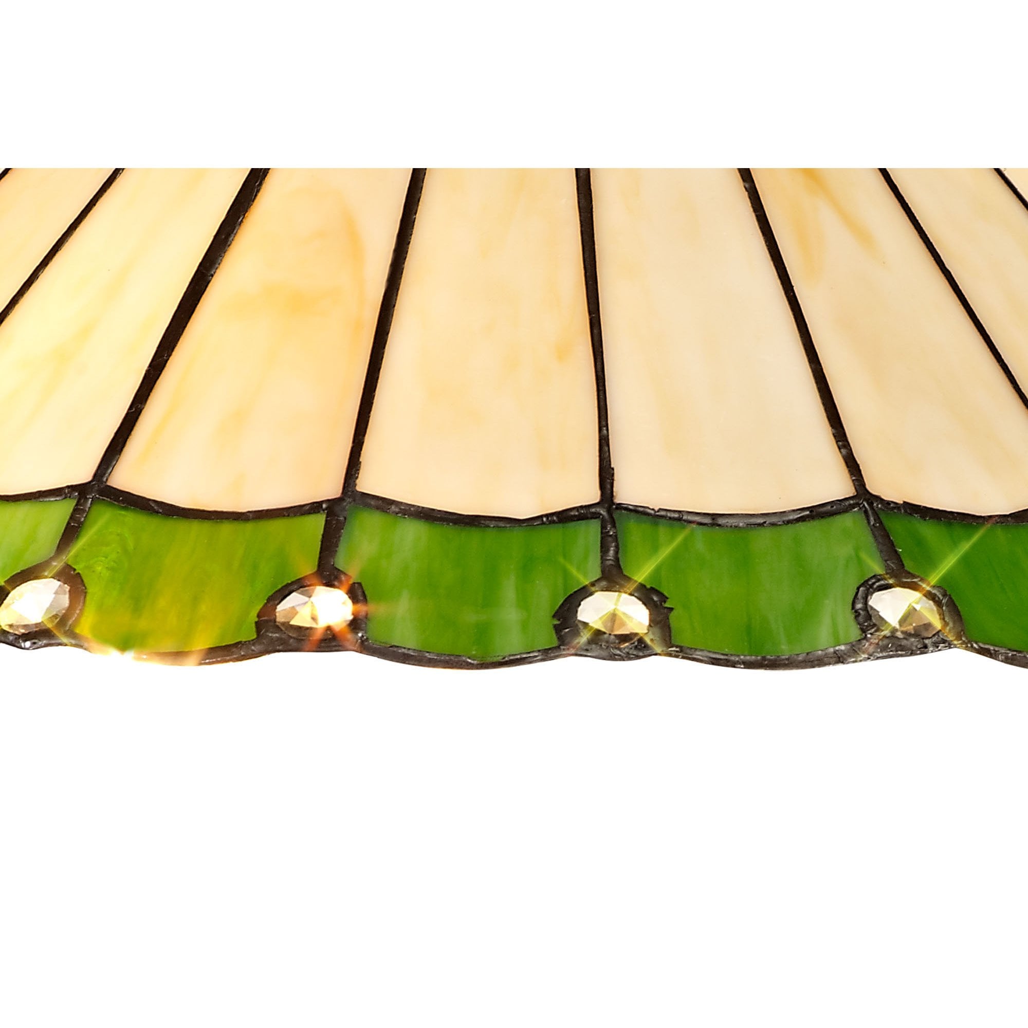 NLK02579 Umbrian 2 Light Octagonal Floor Lamp With 40cm Tiffany Shade Green/Chrome/Crystal/Aged Antique Brass