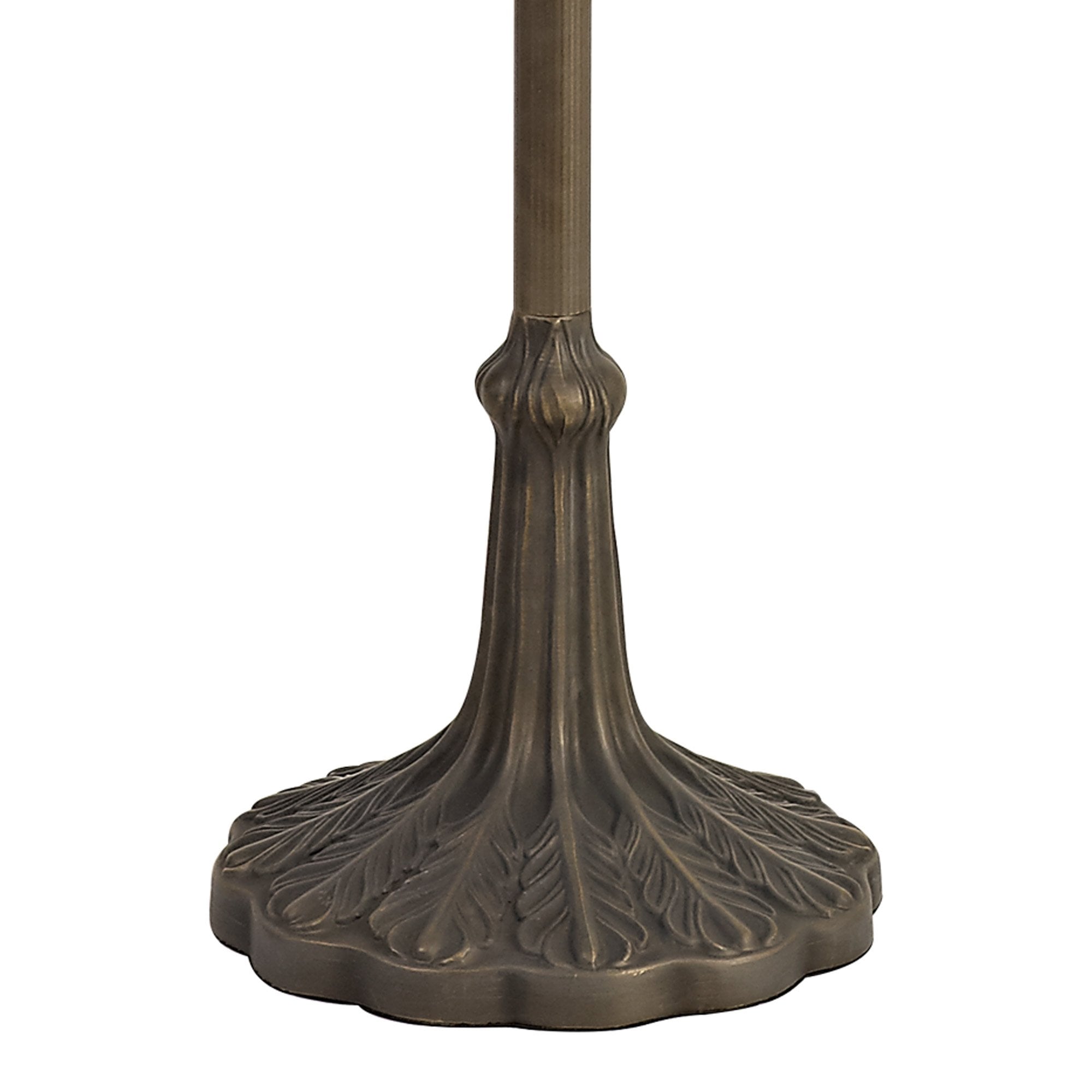 NLK02589 Umbrian 2 Light Leaf Design Floor Lamp With 40cm Tiffany Shade Green/Chrome/Crystal/Aged Antique Brass