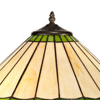 NLK02589 Umbrian 2 Light Leaf Design Floor Lamp With 40cm Tiffany Shade Green/Chrome/Crystal/Aged Antique Brass