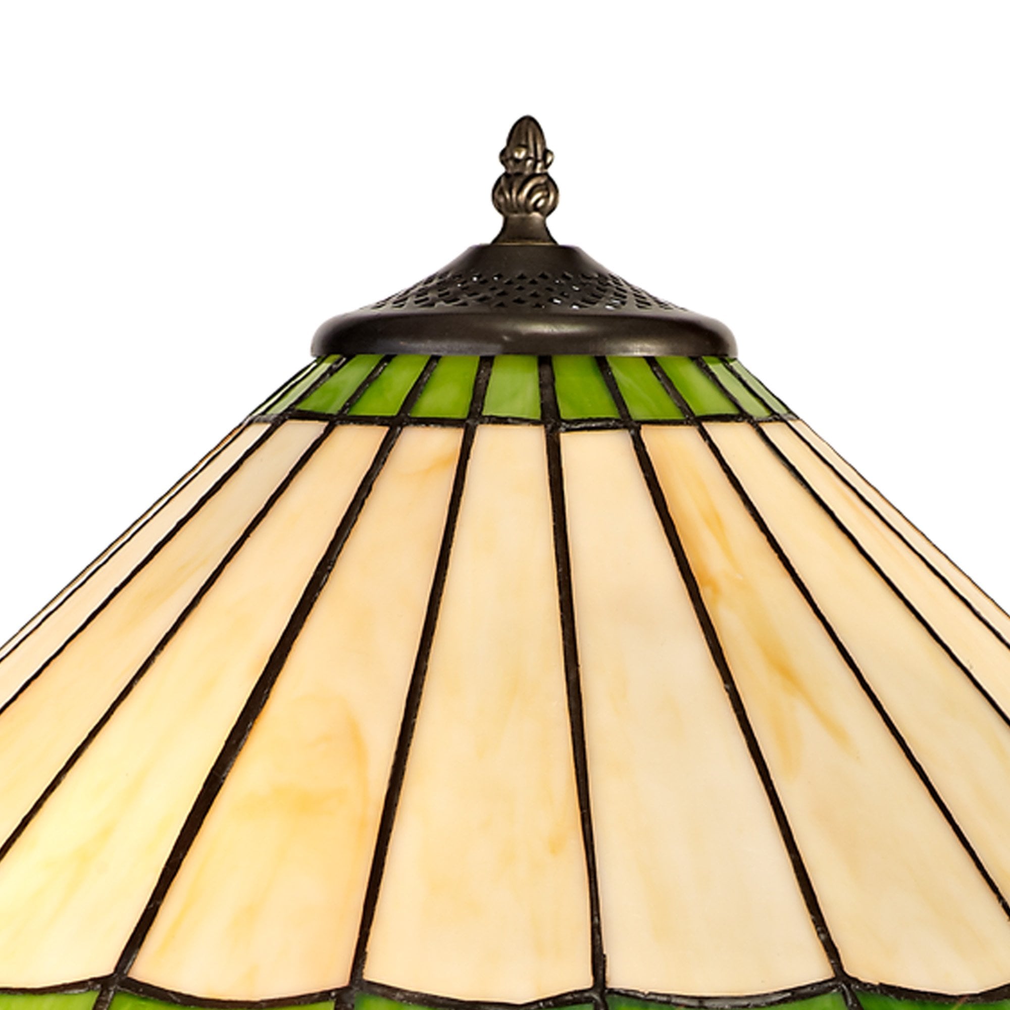 NLK02589 Umbrian 2 Light Leaf Design Floor Lamp With 40cm Tiffany Shade Green/Chrome/Crystal/Aged Antique Brass