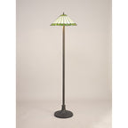 NLK02599 Umbrian 2 Light Stepped Design Floor Lamp With 40cm Tiffany Shade Green/Chrome/Crystal/Aged Antique Brass