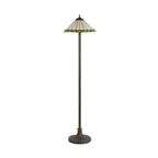 NLK02599 Umbrian 2 Light Stepped Design Floor Lamp With 40cm Tiffany Shade Green/Chrome/Crystal/Aged Antique Brass