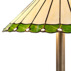 NLK02599 Umbrian 2 Light Stepped Design Floor Lamp With 40cm Tiffany Shade Green/Chrome/Crystal/Aged Antique Brass