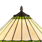 NLK02599 Umbrian 2 Light Stepped Design Floor Lamp With 40cm Tiffany Shade Green/Chrome/Crystal/Aged Antique Brass