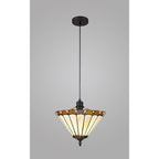 NLK02609 Umbrian 1 Light Up Lighter Pendant With 30cm Tiffany Shade Amber/Chrome/Crystal/Black