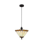 NLK02609 Umbrian 1 Light Up Lighter Pendant With 30cm Tiffany Shade Amber/Chrome/Crystal/Black