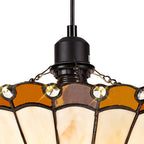 NLK02609 Umbrian 1 Light Up Lighter Pendant With 30cm Tiffany Shade Amber/Chrome/Crystal/Black