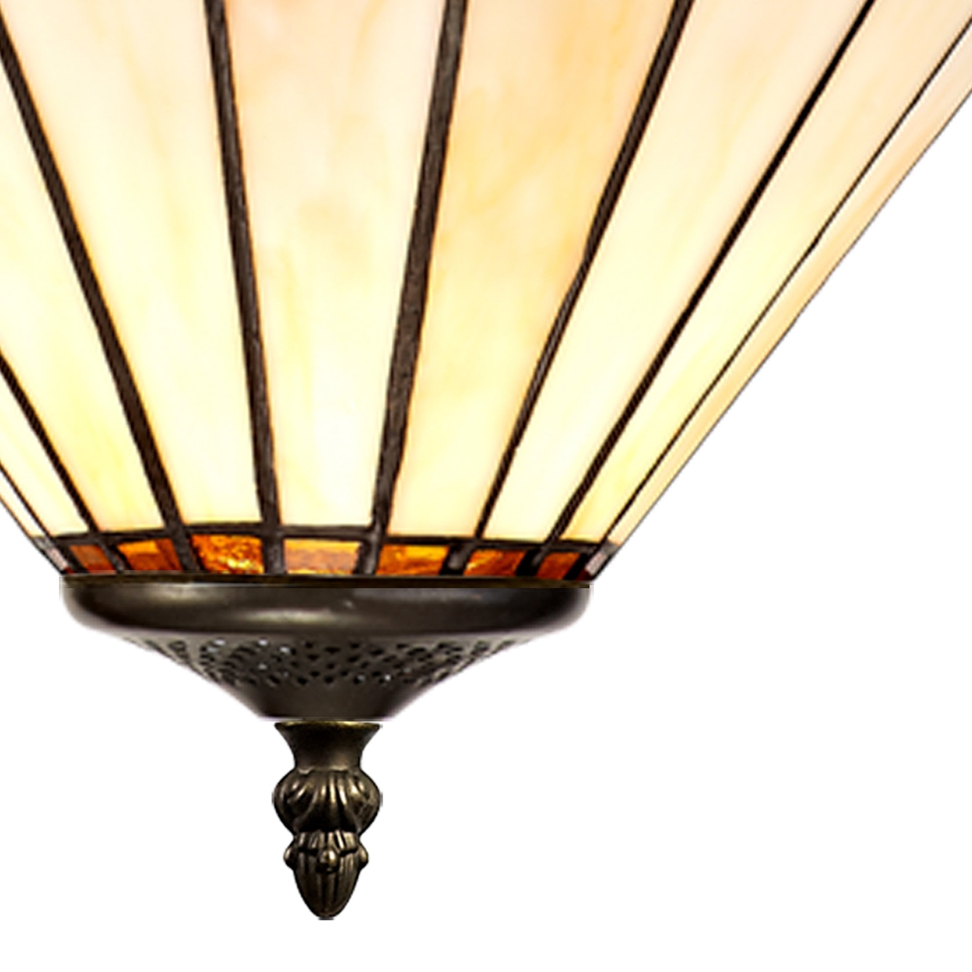 NLK02609 Umbrian 1 Light Up Lighter Pendant With 30cm Tiffany Shade Amber/Chrome/Crystal/Black