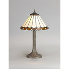 NLK02619 Umbrian 1 Light Tree Like Table Lamp With 30cm Tiffany Shade Amber/Chrome/Crystal/Aged Antique Brass