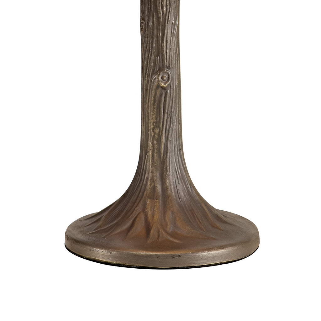NLK02619 Umbrian 1 Light Tree Like Table Lamp With 30cm Tiffany Shade Amber/Chrome/Crystal/Aged Antique Brass