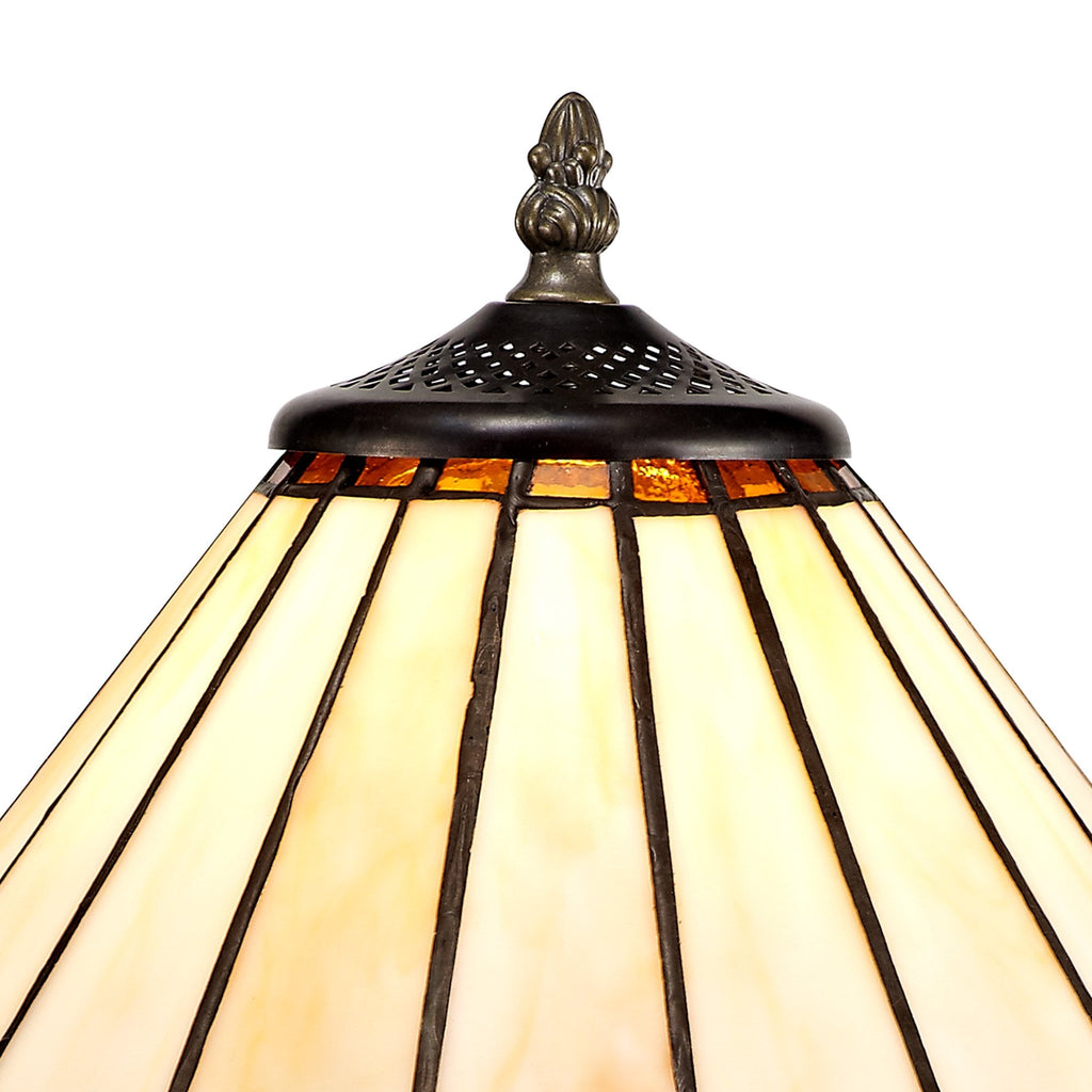 NLK02619 Umbrian 1 Light Tree Like Table Lamp With 30cm Tiffany Shade Amber/Chrome/Crystal/Aged Antique Brass