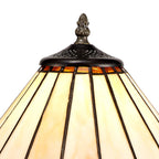NLK02619 Umbrian 1 Light Tree Like Table Lamp With 30cm Tiffany Shade Amber/Chrome/Crystal/Aged Antique Brass