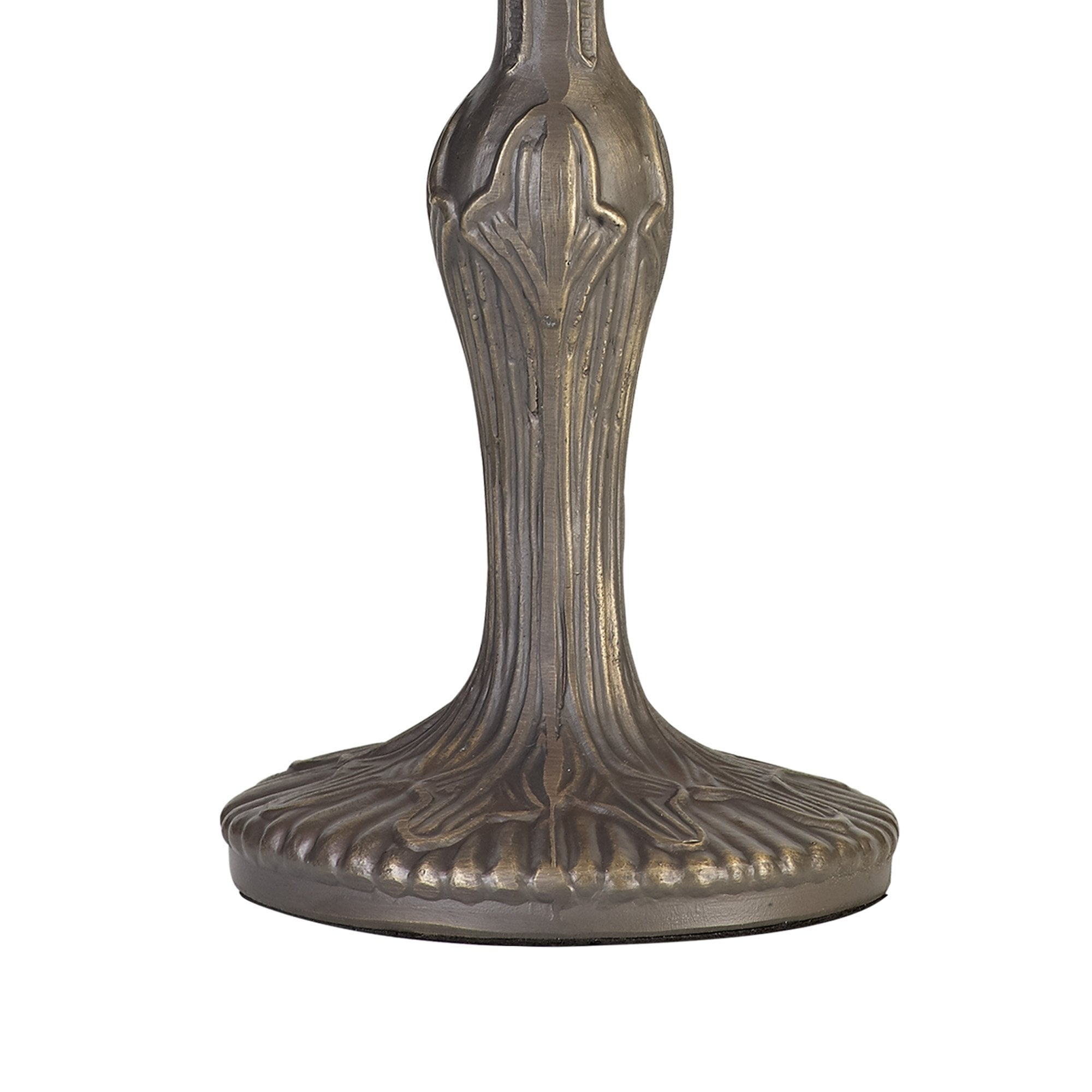 NLK02629 Umbrian 1 Light Curved Table Lamp With 30cm Tiffany Shade Amber/Chrome/Crystal/Aged Antique Brass