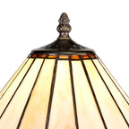 NLK02629 Umbrian 1 Light Curved Table Lamp With 30cm Tiffany Shade Amber/Chrome/Crystal/Aged Antique Brass