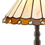 NLK02639 Umbrian 1 Light Octagonal Table Lamp With 30cm Tiffany Shade Amber/Chrome/Crystal/Aged Antique Brass