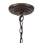 NLK02649 Umbrian 1 Light Down Lighter Pendant With 30cm Tiffany Shade Amber/Chrome/Crystal/Aged Antique Brass