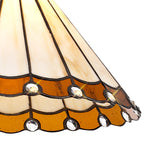 NLK02649 Umbrian 1 Light Down Lighter Pendant With 30cm Tiffany Shade Amber/Chrome/Crystal/Aged Antique Brass