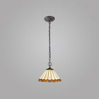 NLK02659 Umbrian 2 Light Down Lighter Pendant With 30cm Tiffany Shade Amber/Chrome/Crystal/Aged Antique Brass