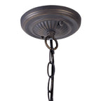 NLK02659 Umbrian 2 Light Down Lighter Pendant With 30cm Tiffany Shade Amber/Chrome/Crystal/Aged Antique Brass