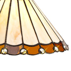NLK02659 Umbrian 2 Light Down Lighter Pendant With 30cm Tiffany Shade Amber/Chrome/Crystal/Aged Antique Brass