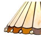 NLK02659 Umbrian 2 Light Down Lighter Pendant With 30cm Tiffany Shade Amber/Chrome/Crystal/Aged Antique Brass