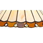 NLK02659 Umbrian 2 Light Down Lighter Pendant With 30cm Tiffany Shade Amber/Chrome/Crystal/Aged Antique Brass