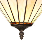 NLK02679 Umbrian 2 Light Semi Ceiling With 30cm Tiffany Shade Amber/Chrome/Crystal/Aged Antique Brass