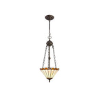 NLK02699 Umbrian 2 Light Up Lighter Pendant With 30cm Tiffany Shade Amber/Chrome/Crystal/Aged Antique Brass