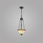 NLK02699 Umbrian 2 Light Up Lighter Pendant With 30cm Tiffany Shade Amber/Chrome/Crystal/Aged Antique Brass
