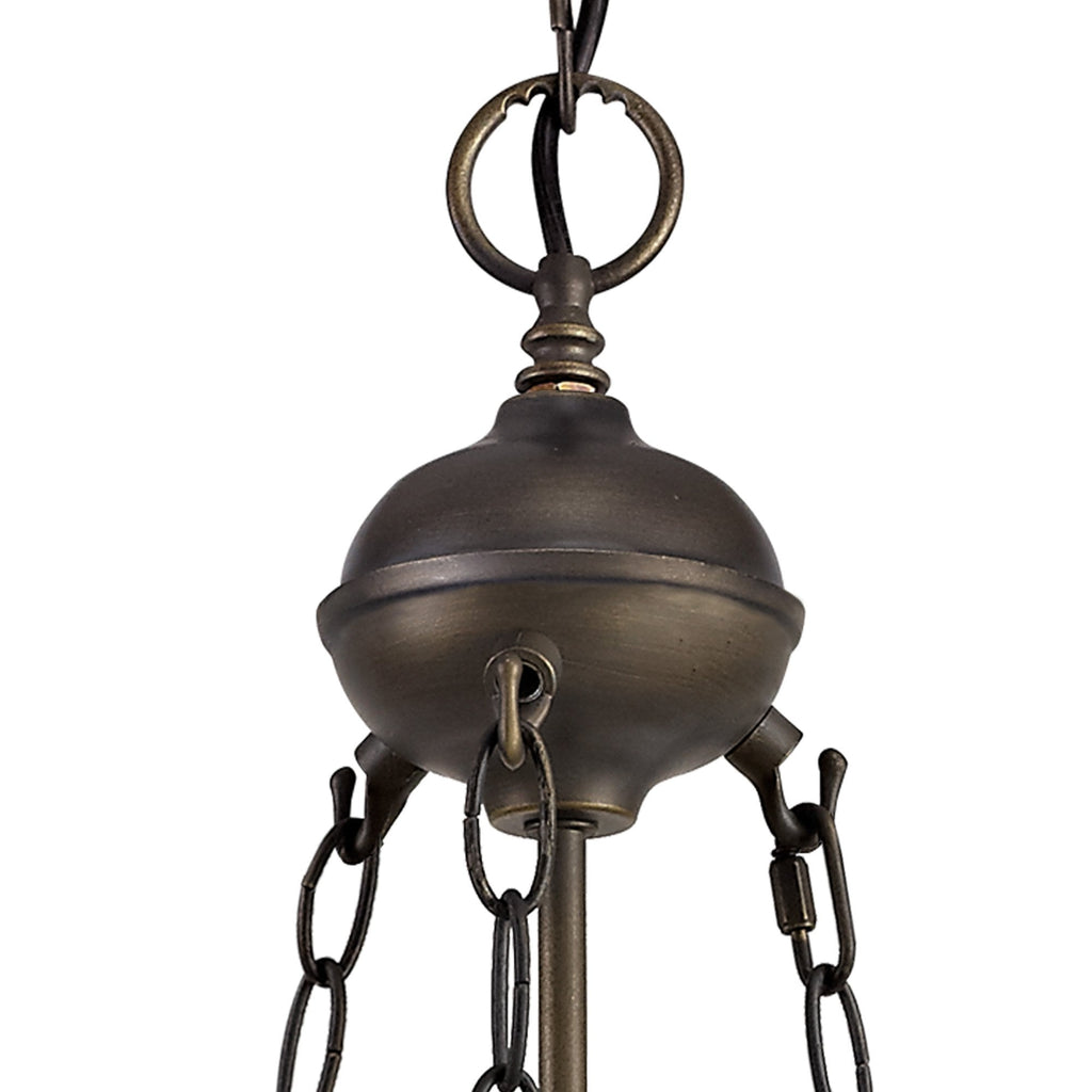 NLK02699 Umbrian 2 Light Up Lighter Pendant With 30cm Tiffany Shade Amber/Chrome/Crystal/Aged Antique Brass