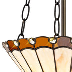 NLK02699 Umbrian 2 Light Up Lighter Pendant With 30cm Tiffany Shade Amber/Chrome/Crystal/Aged Antique Brass
