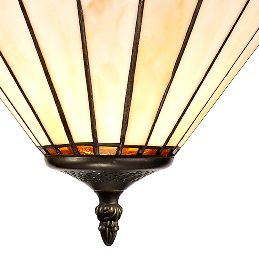 NLK02699 Umbrian 2 Light Up Lighter Pendant With 30cm Tiffany Shade Amber/Chrome/Crystal/Aged Antique Brass