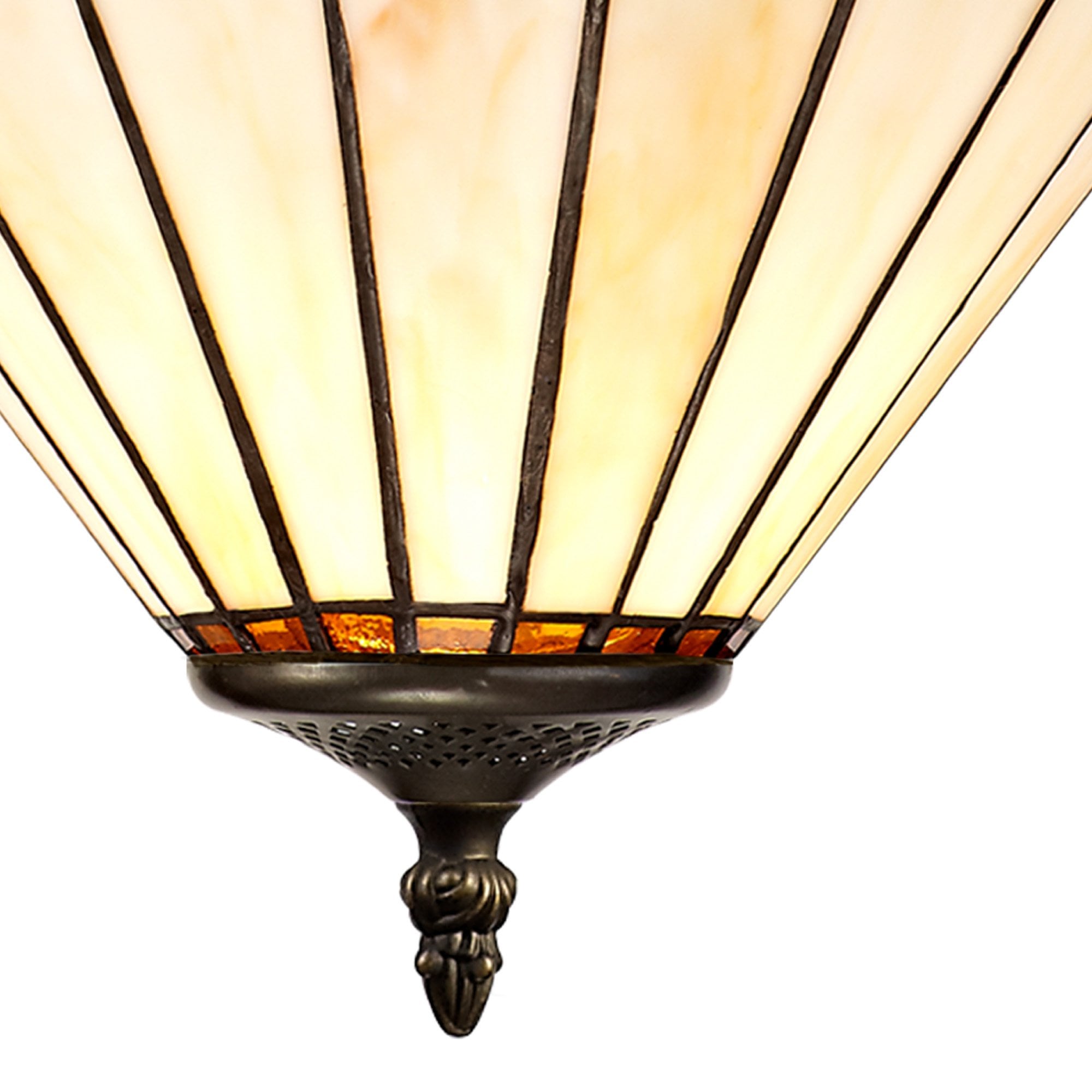 NLK02699 Umbrian 2 Light Up Lighter Pendant With 30cm Tiffany Shade Amber/Chrome/Crystal/Aged Antique Brass