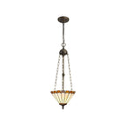 NLK02709 Umbrian 3 Light Up Lighter Pendant With 30cm Tiffany Shade Amber/Chrome/Crystal/Aged Antique Brass