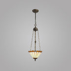NLK02709 Umbrian 3 Light Up Lighter Pendant With 30cm Tiffany Shade Amber/Chrome/Crystal/Aged Antique Brass