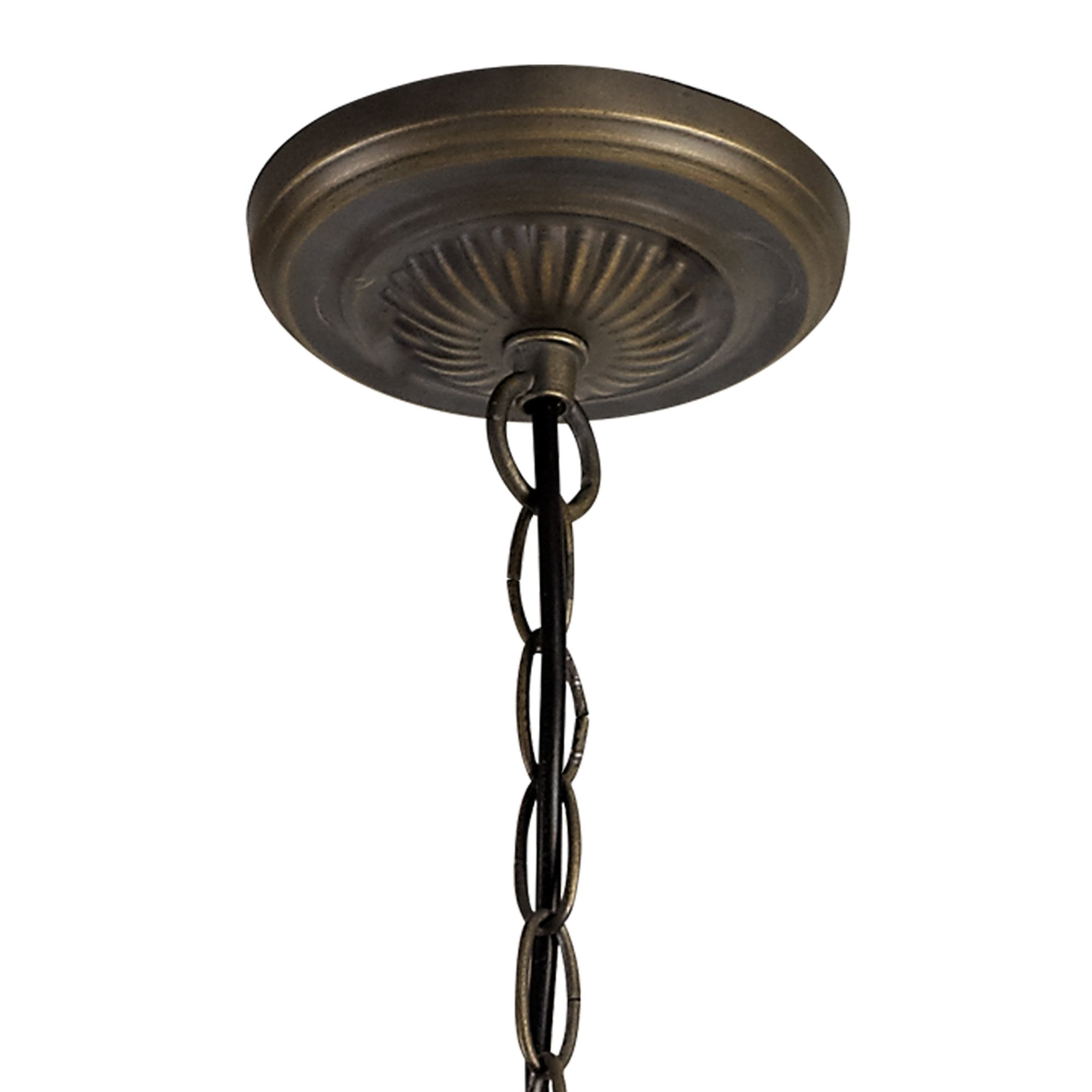 NLK02709 Umbrian 3 Light Up Lighter Pendant With 30cm Tiffany Shade Amber/Chrome/Crystal/Aged Antique Brass