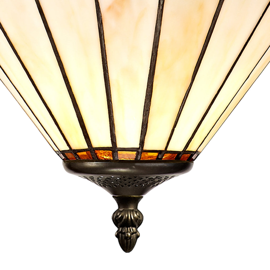 NLK02709 Umbrian 3 Light Up Lighter Pendant With 30cm Tiffany Shade Amber/Chrome/Crystal/Aged Antique Brass